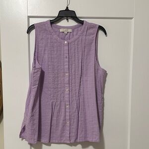 LOFT Lavender Textured Sleeveless Blouse